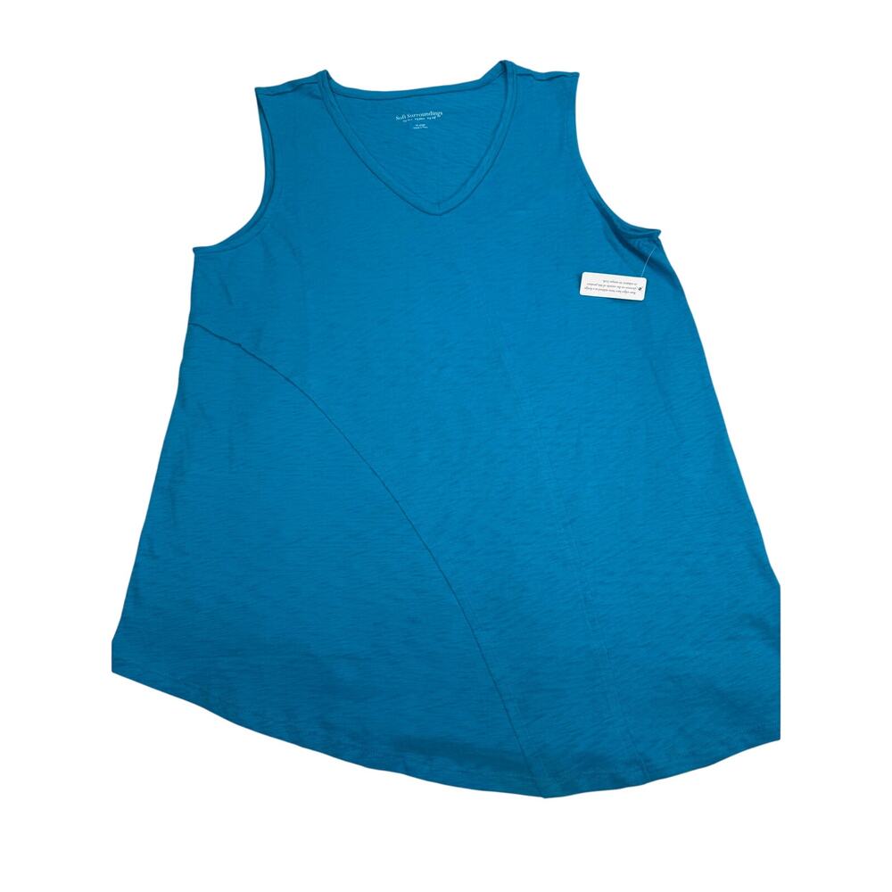 Soft Surroundings Asymmetrical Raw Edge Sleeveless Top Blue XL NWT‎ Boho